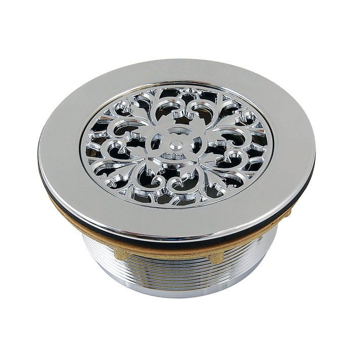 Kingston Watercourse BSFT4131 4-1/4-Inch Brass Round Grid Shower Base Drain with Flange, Polished Chrome