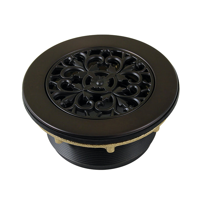 Kingston Watercourse BSFT4135 4-1/4-Inch Brass Round Grid Shower Base Drain with Flange, Oil Rubbed Bronze