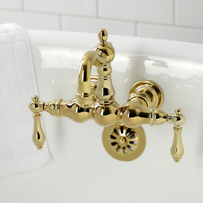 Kingston Heirloom CA1001T2 - Heritage Two-Handle 2-Hole Tub Wall Mount Clawfoot Tub Faucet, Polished Brass