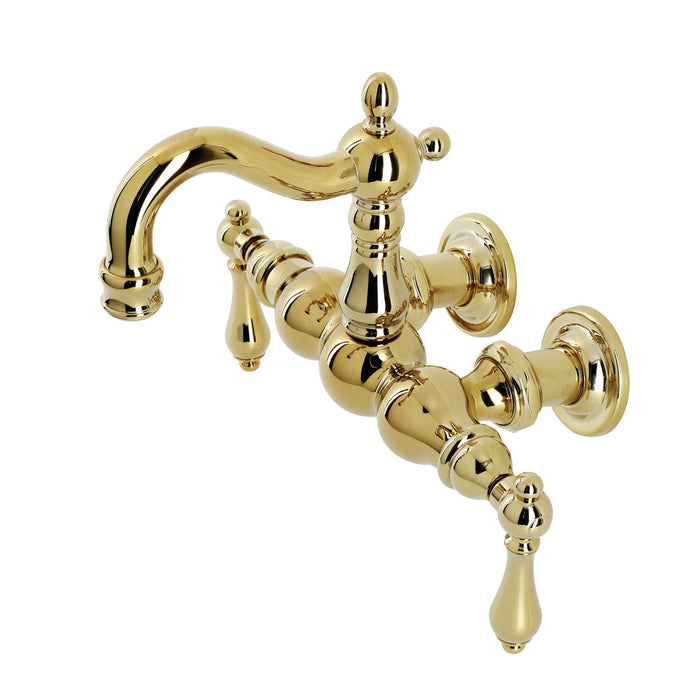 Kingston Heirloom CA1001T2 - Heritage Two-Handle 2-Hole Tub Wall Mount Clawfoot Tub Faucet, Polished Brass