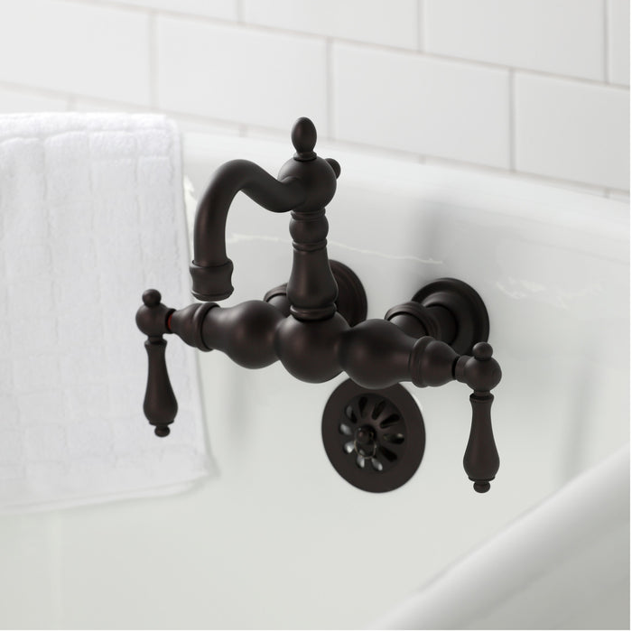 Kingston Heirloom CA1001T5 - Heritage Two-Handle 2-Hole Tub Wall Mount Clawfoot Tub Faucet, Oil Rubbed Bronze