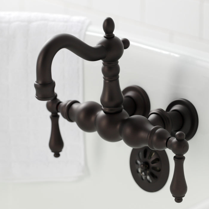 Kingston Heirloom CA1001T5 - Heritage Two-Handle 2-Hole Tub Wall Mount Clawfoot Tub Faucet, Oil Rubbed Bronze