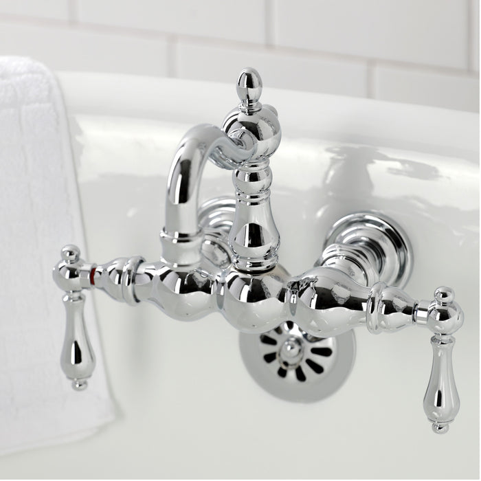Kingston Heirloom CA1002T1 - Heritage Two-Handle 2-Hole Tub Wall Mount Clawfoot Tub Faucet, Polished Chrome