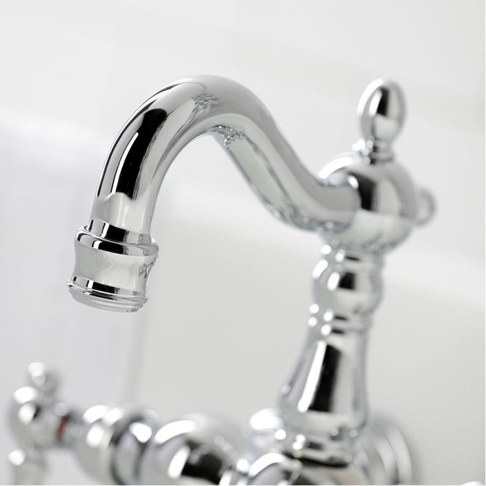 Kingston Heirloom CA1002T1 - Heritage Two-Handle 2-Hole Tub Wall Mount Clawfoot Tub Faucet, Polished Chrome