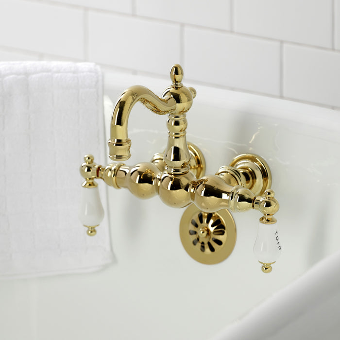 Kingston Heirloom CA1003T2 - Heritage Two-Handle 2-Hole Tub Wall Mount Clawfoot Tub Faucet, Polished Brass