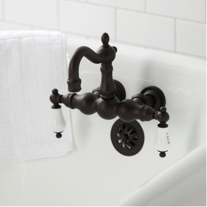 Kingston Heirloom CA1003T5 - Heritage Two-Handle 2-Hole Tub Wall Mount Clawfoot Tub Faucet, Oil Rubbed Bronze