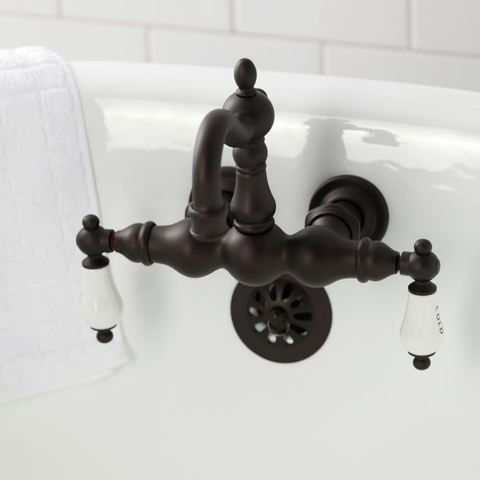 Kingston Heirloom CA1003T5 - Heritage Two-Handle 2-Hole Tub Wall Mount Clawfoot Tub Faucet, Oil Rubbed Bronze