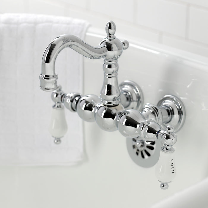 Kingston Heirloom CA1004T1 - Heritage Two-Handle 2-Hole Tub Wall Mount Clawfoot Tub Faucet, Polished Chrome