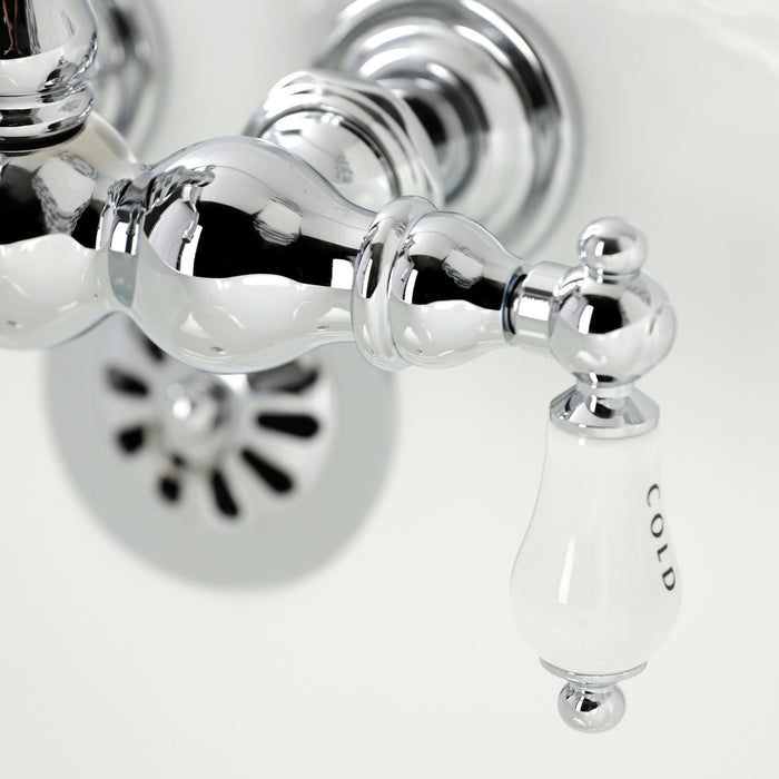 Kingston Heirloom CA1004T1 - Heritage Two-Handle 2-Hole Tub Wall Mount Clawfoot Tub Faucet, Polished Chrome