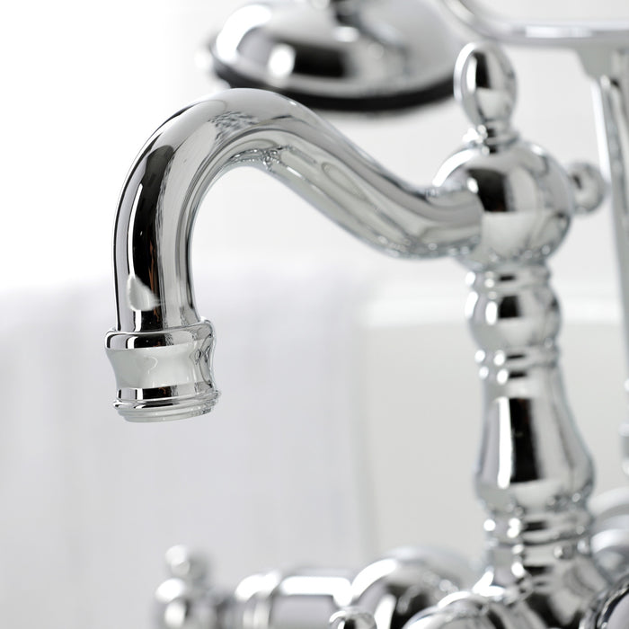 Kingston Heirloom CA1008T1 - Heritage Three-Handle 2-Hole Tub Wall Mount Clawfoot Tub Faucet with Hand Shower, Polished Chrome