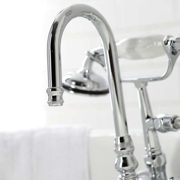 Kingston Heirloom CA10T1 - Vintage Three-Handle 2-Hole Tub Wall Mount Clawfoot Tub Faucet with Hand Shower, Polished Chrome