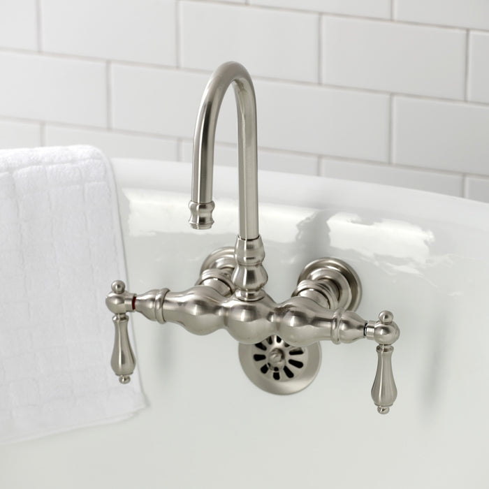 Kingston Heirloom CA1T8 - Vintage Two-Handle 2-Hole Tub Wall Mount Clawfoot Tub Faucet, Brushed Nickel