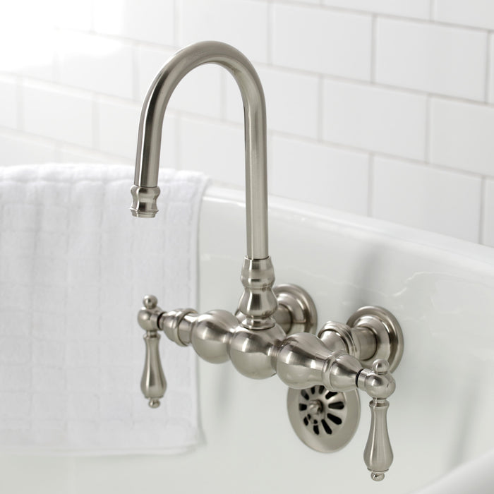 Kingston Heirloom CA1T8 - Vintage Two-Handle 2-Hole Tub Wall Mount Clawfoot Tub Faucet, Brushed Nickel
