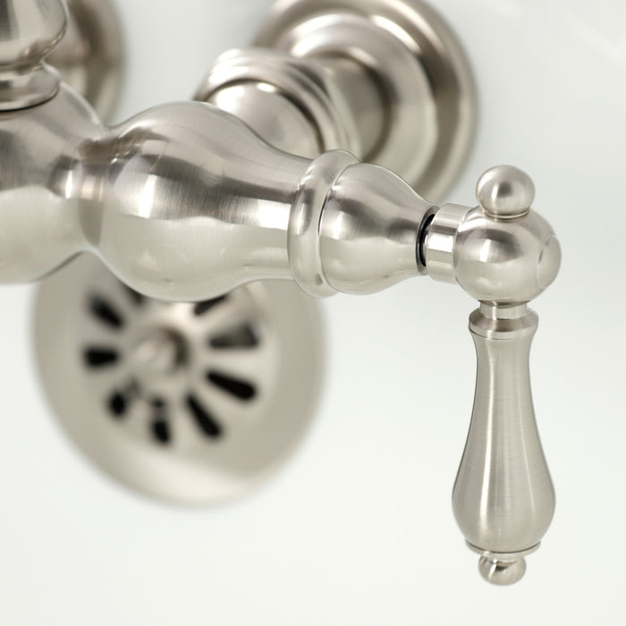 Kingston Heirloom CA1T8 - Vintage Two-Handle 2-Hole Tub Wall Mount Clawfoot Tub Faucet, Brushed Nickel