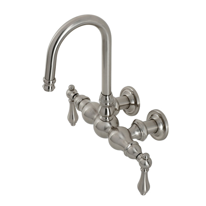Kingston Heirloom CA1T8 - Vintage Two-Handle 2-Hole Tub Wall Mount Clawfoot Tub Faucet, Brushed Nickel