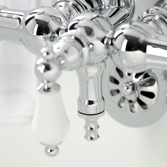 Kingston Heirloom CA22T1 - Vintage Three-Handle 2-Hole Tub Wall Mount Clawfoot Tub Faucet with Hand Shower, Polished Chrome