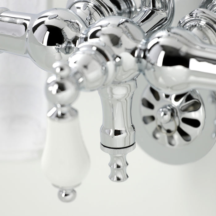 Kingston Heirloom CA24T1 - Vintage Three-Handle 2-Hole Tub Wall Mount Clawfoot Tub Faucet with Hand Shower, Polished Chrome