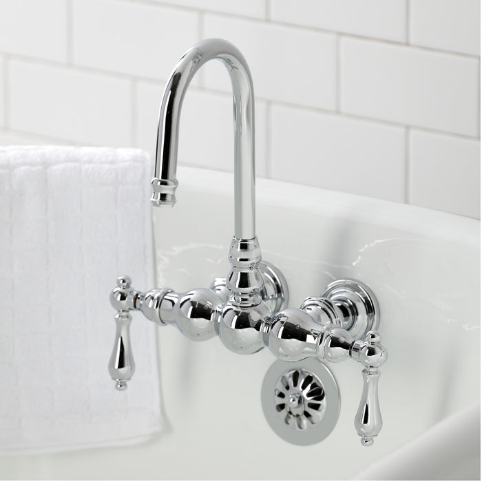Kingston Heirloom CA2T1 - Vintage Two-Handle 2-Hole Tub Wall Mount Clawfoot Tub Faucet, Polished Chrome