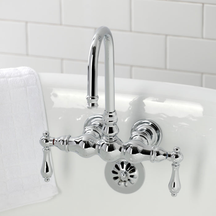 Kingston Heirloom CA2T1 - Vintage Two-Handle 2-Hole Tub Wall Mount Clawfoot Tub Faucet, Polished Chrome