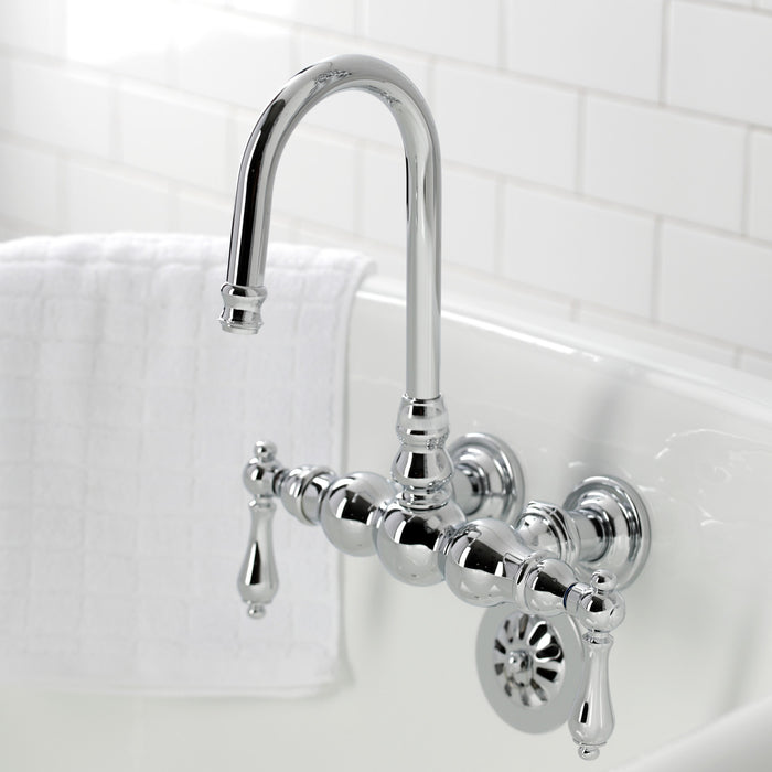 Kingston Heirloom CA2T1 - Vintage Two-Handle 2-Hole Tub Wall Mount Clawfoot Tub Faucet, Polished Chrome