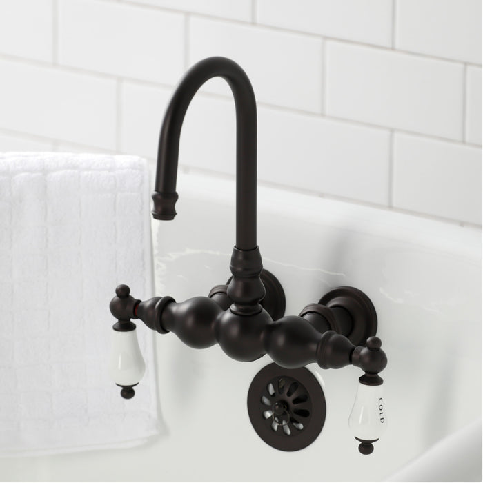 Kingston Heirloom CA3T5 - Vintage Two-Handle 2-Hole Tub Wall Mount Clawfoot Tub Faucet, Oil Rubbed Bronze
