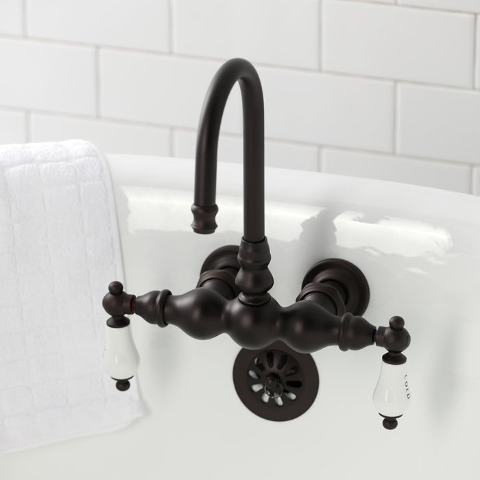 Kingston Heirloom CA3T5 - Vintage Two-Handle 2-Hole Tub Wall Mount Clawfoot Tub Faucet, Oil Rubbed Bronze