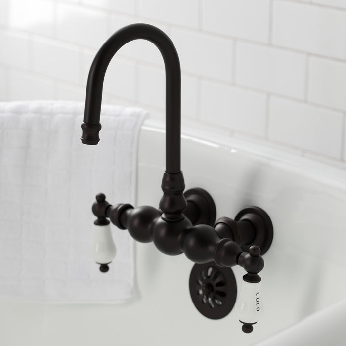 Kingston Heirloom CA3T5 - Vintage Two-Handle 2-Hole Tub Wall Mount Clawfoot Tub Faucet, Oil Rubbed Bronze