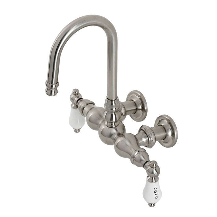 Kingston Heirloom CA3T8 - Vintage Two-Handle 2-Hole Tub Wall Mount Clawfoot Tub Faucet, Brushed Nickel