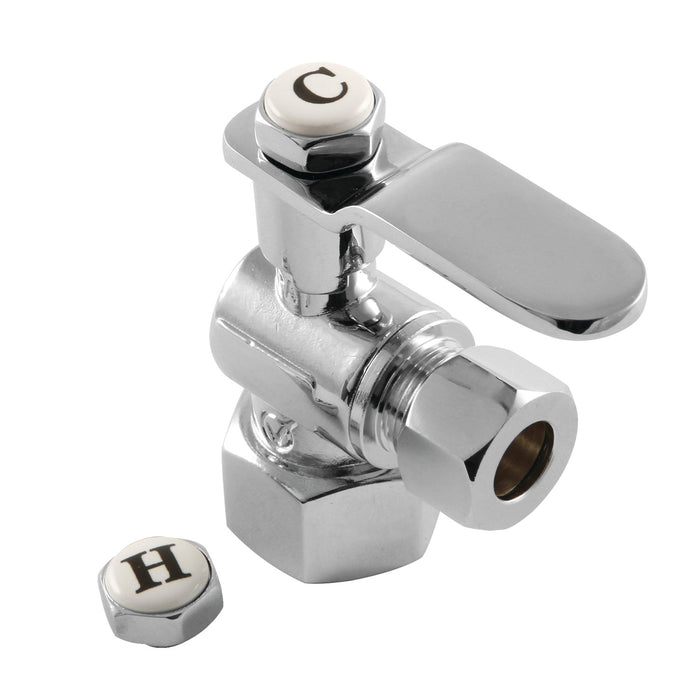 Kingston Sona CA4310CP - Whitaker 1/2-Inch FIP x 3/8-Inch O.D. Comp Quarter-Turn Angle Shut-Off Valve, Polished Chrome