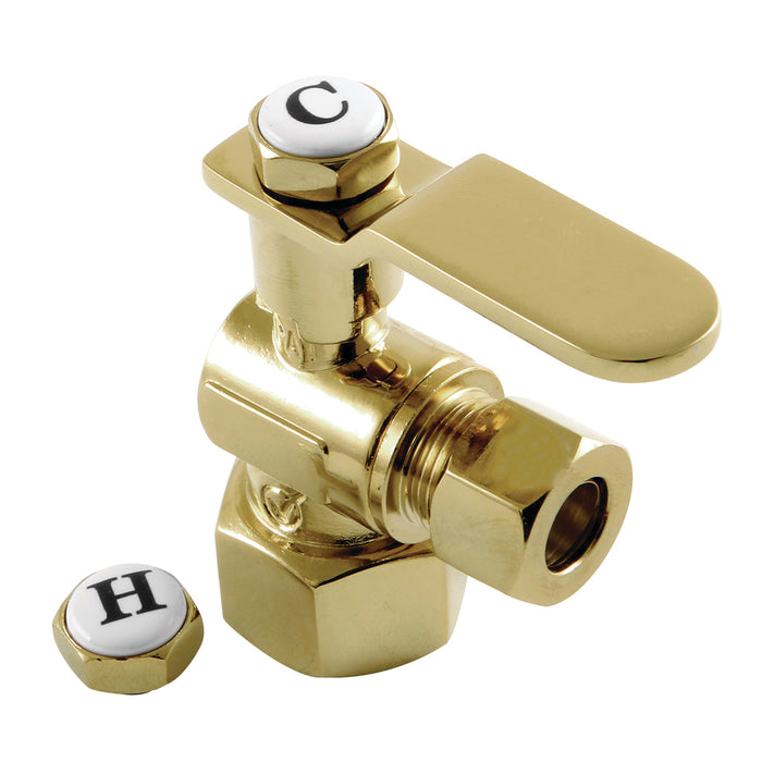 Kingston Sona CA4310PB - Whitaker 1/2-Inch FIP x 3/8-Inch O.D. Comp Quarter-Turn Angle Shut-Off Valve, Polished Brass