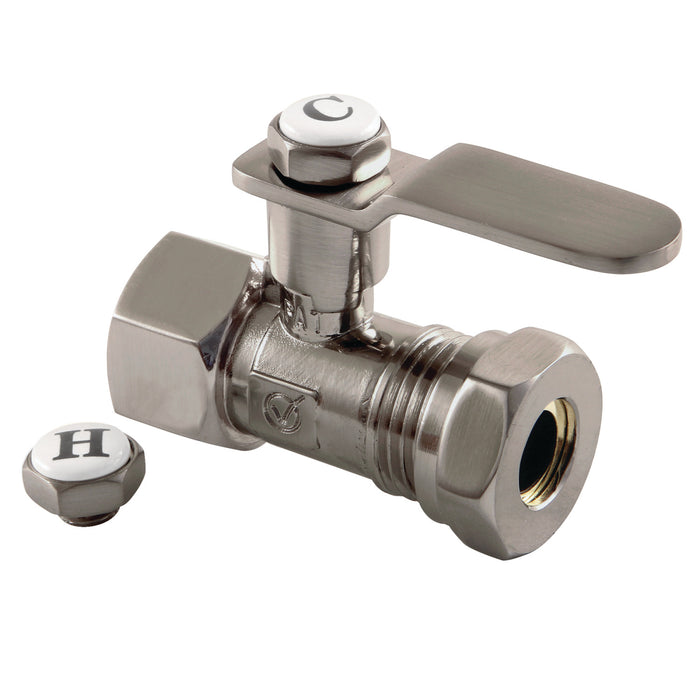 Kingston Sona CA4415BN - Whitaker 1/2-Inch FIP x 1/2-Inch or 7/16-Inch Slip Joint Quarter-Turn Straight Shut-Off Valve, Brushed Nickel
