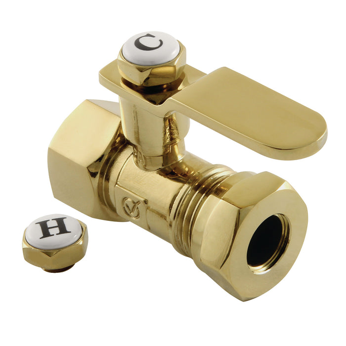Kingston Sona CA4415PB - Whitaker 1/2-Inch FIP x 1/2-Inch or 7/16-Inch Slip Joint Quarter-Turn Straight Shut-Off Valve, Polished Brass