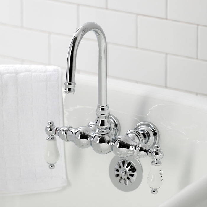 Kingston Heirloom CA4T1 - Vintage Two-Handle 2-Hole Tub Wall Mount Clawfoot Tub Faucet, Polished Chrome
