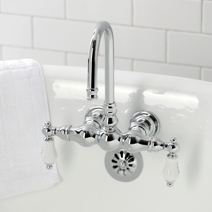 Kingston Heirloom CA4T1 - Vintage Two-Handle 2-Hole Tub Wall Mount Clawfoot Tub Faucet, Polished Chrome