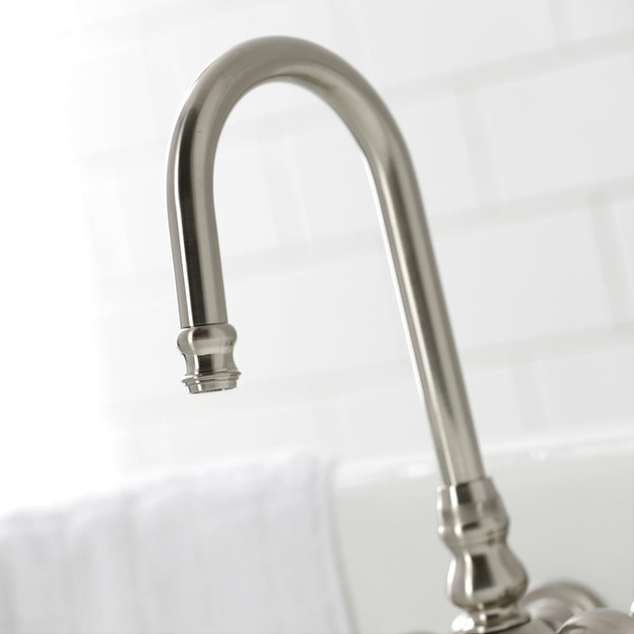 Kingston Heirloom CA5T8 - Vintage Two-Handle 2-Hole Tub Wall Mount Clawfoot Tub Faucet, Brushed Nickel