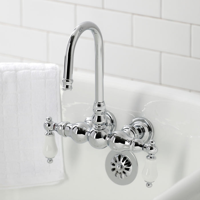 Kingston Heirloom CA6T1 - Vintage Two-Handle 2-Hole Tub Wall Mount Clawfoot Tub Faucet, Polished Chrome