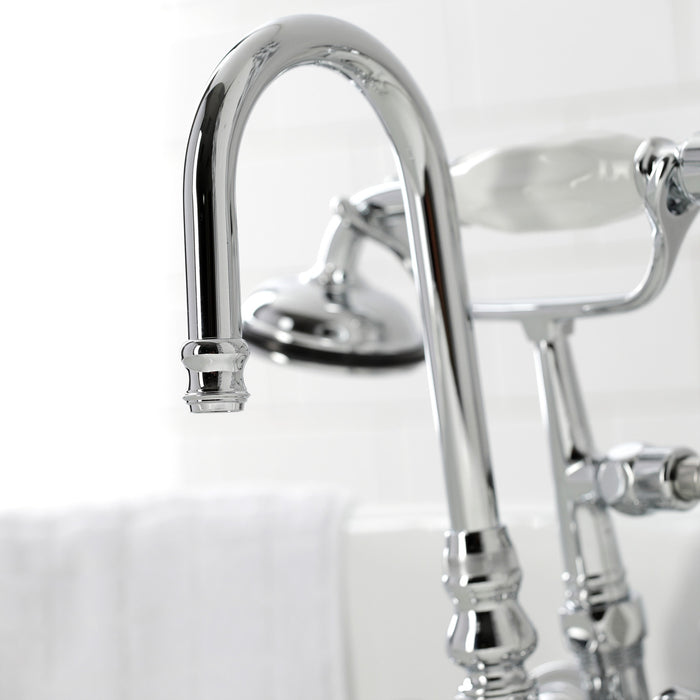 Kingston Heirloom CA8T1 - Vintage Three-Handle 2-Hole Tub Wall Mount Clawfoot Tub Faucet with Hand Shower, Polished Chrome