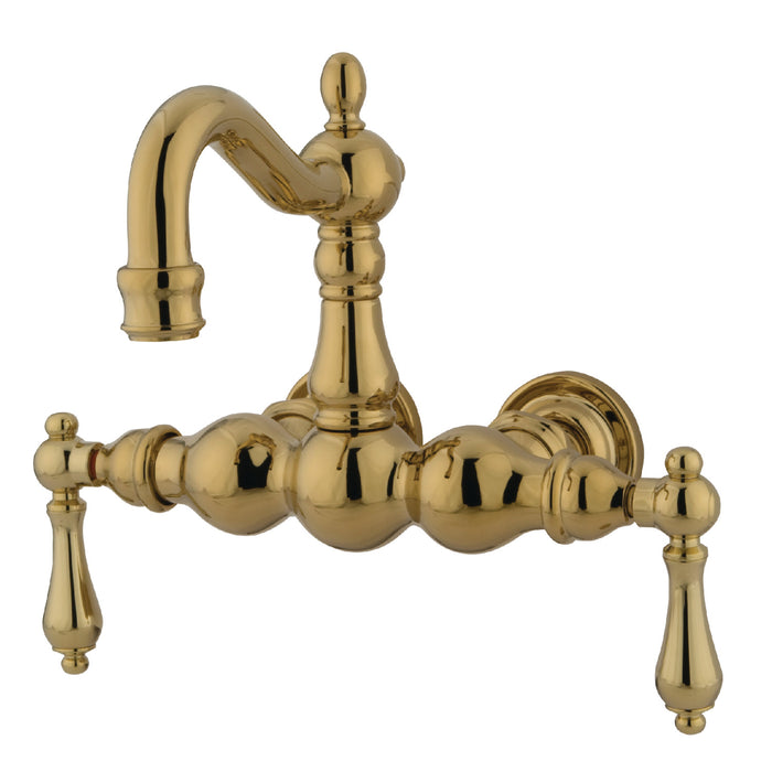 Kingston Heirloom CC1001T2 - Vintage Two-Handle 2-Hole Tub Wall Mount Clawfoot Tub Faucet, Polished Brass