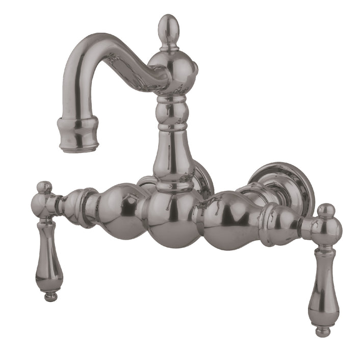 Kingston Heirloom CC1001T8 - Vintage Two-Handle 2-Hole Tub Wall Mount Clawfoot Tub Faucet, Brushed Nickel