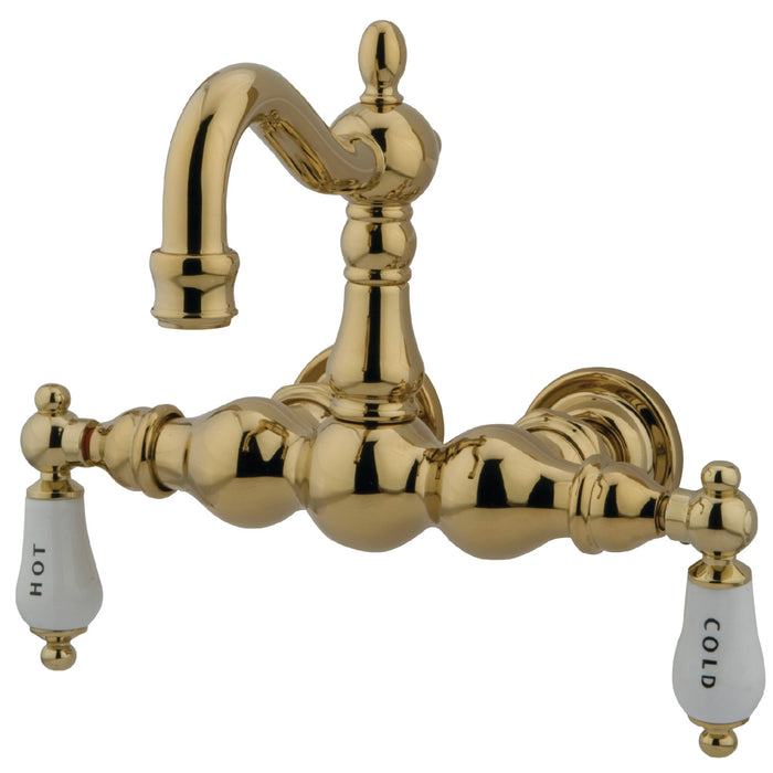 Kingston Heirloom CC1003T2 - Vintage Two-Handle 2-Hole Tub Wall Mount Clawfoot Tub Faucet, Polished Brass