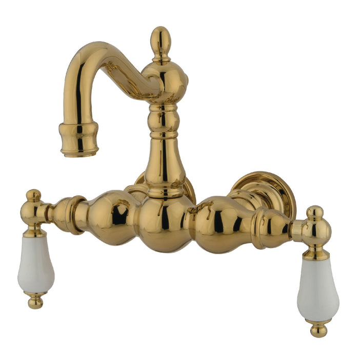Kingston Heirloom CC1005T2 - Vintage Two-Handle 2-Hole Tub Wall Mount Clawfoot Tub Faucet, Polished Brass
