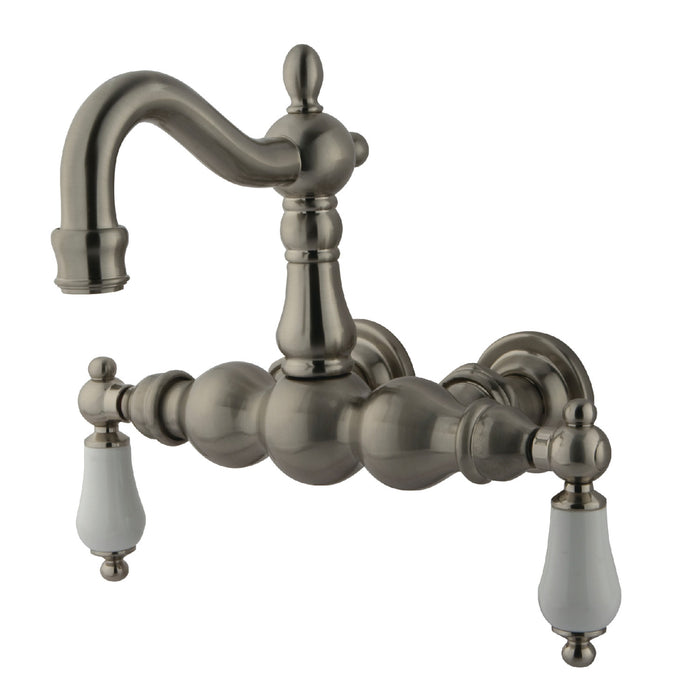 Kingston Heirloom CC1005T8 - Vintage Two-Handle 2-Hole Tub Wall Mount Clawfoot Tub Faucet, Brushed Nickel