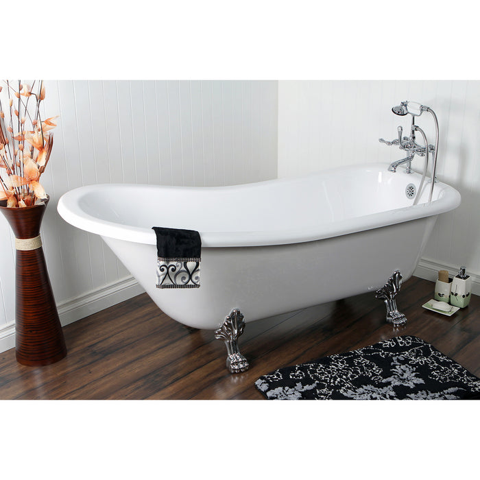 Kingston Heirloom CC104T1 - Vintage Three-Handle 2-Hole Deck-Mount Clawfoot Tub Faucet with Hand Shower, Polished Chrome