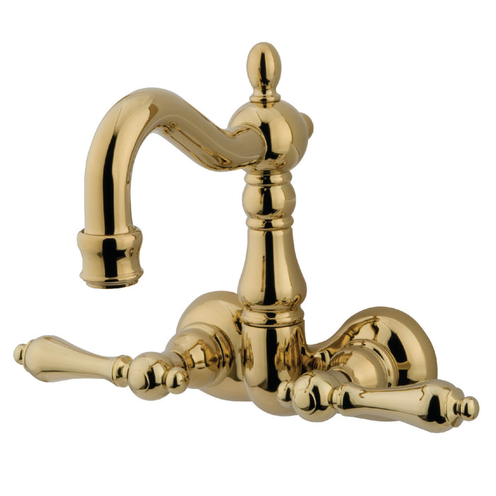 Kingston Heirloom CC1071T2 - Vintage Two-Handle 2-Hole Tub Wall Mount Clawfoot Tub Faucet, Polished Brass