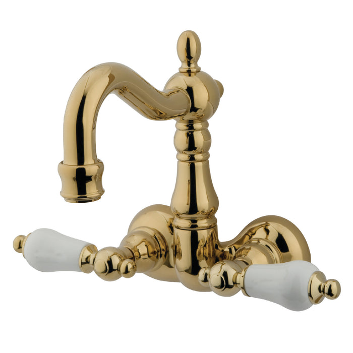 Kingston Heirloom CC1075T2 - Vintage Two-Handle 2-Hole Tub Wall Mount Clawfoot Tub Faucet, Polished Brass
