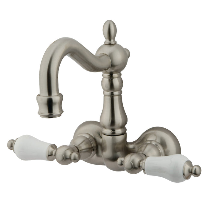 Kingston Heirloom CC1075T8 - Vintage Two-Handle 2-Hole Tub Wall Mount Clawfoot Tub Faucet, Brushed Nickel