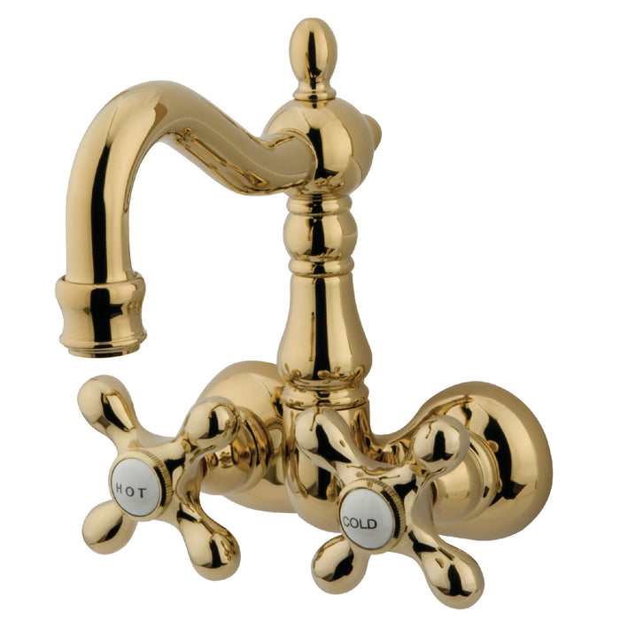 Kingston Heirloom CC1077T2 - Vintage Two-Handle 2-Hole Tub Wall Mount Clawfoot Tub Faucet, Polished Brass