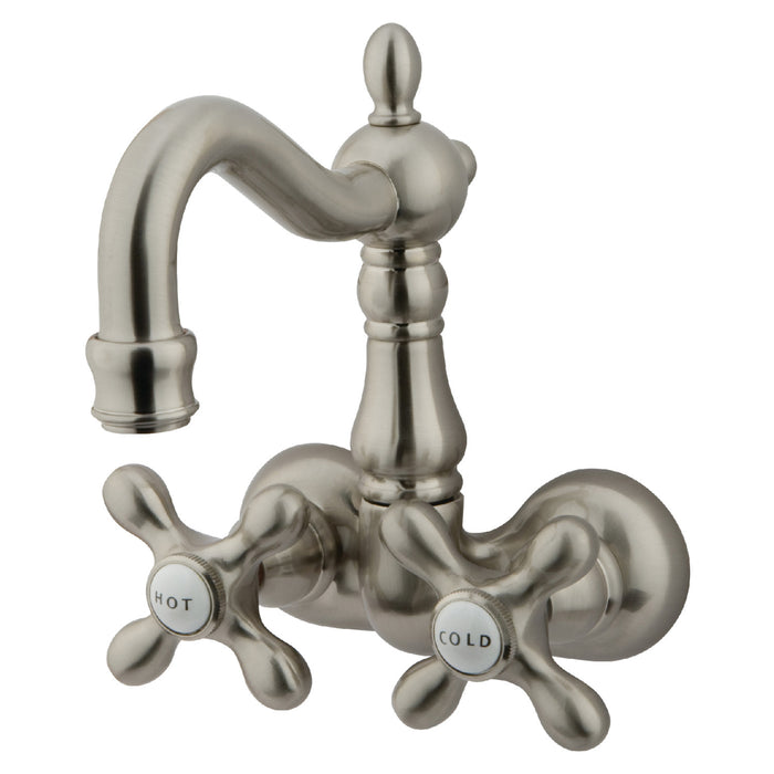 Kingston Heirloom CC1077T8 - Vintage Two-Handle 2-Hole Tub Wall Mount Clawfoot Tub Faucet, Brushed Nickel