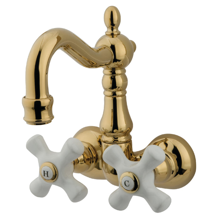 Kingston Heirloom CC1079T2 - Vintage Two-Handle 2-Hole Tub Wall Mount Clawfoot Tub Faucet, Polished Brass
