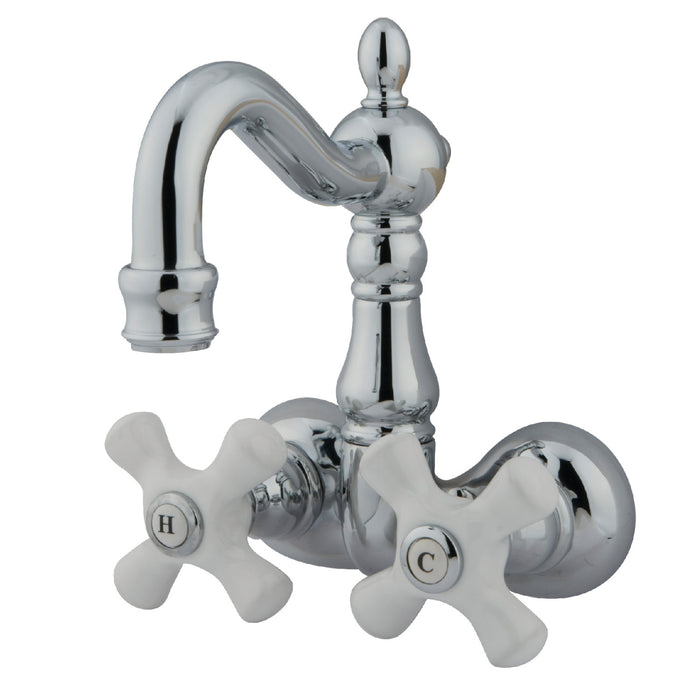 Kingston Heirloom CC1080T1 - Vintage Two-Handle 2-Hole Tub Wall Mount Clawfoot Tub Faucet, Polished Chrome